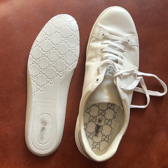 Gucci Ace Perforated Interlocking G White Mens Sneakers - Picture 10 of 12